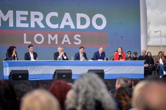 Mayra Mendoza participó de la inauguración del Mercado de Lomas que encabezó el presidente Fernández junto al gobernador Kicillof
